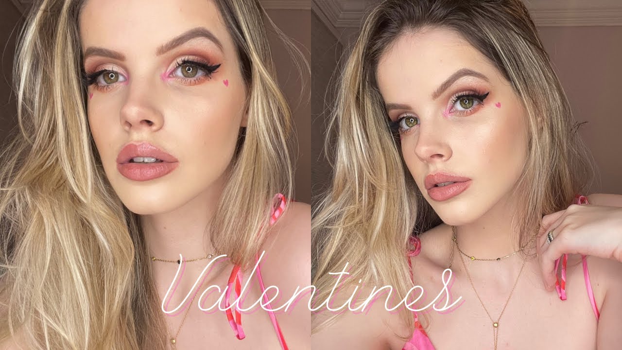 EASY VALENTINES DAY MAKEUP TUTORIAL - pink heart romantic makeup for valentines day