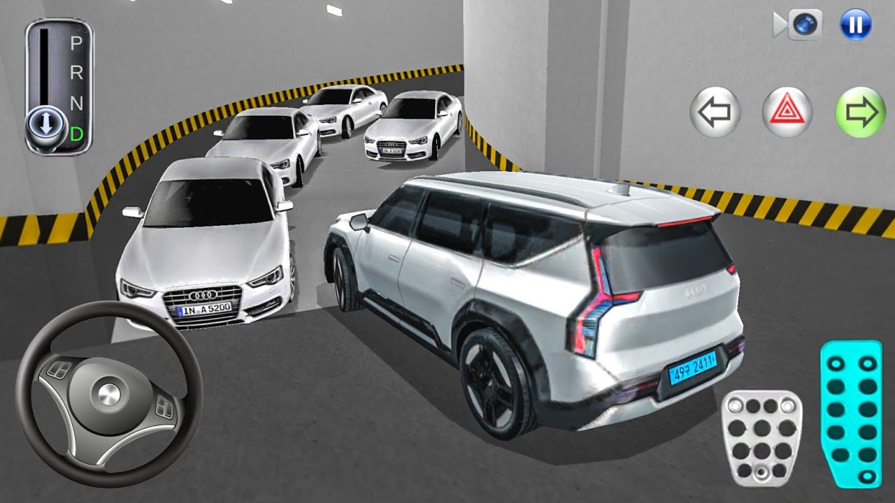 New EV Kia EV9 Stuck With Audi Sedan in Parking Garage - gameplay Android - 3D Driving Class 2025