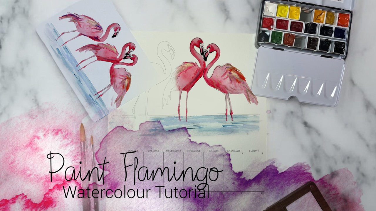 Flamingo | How to paint with Watercolour painting | Calendar 2026