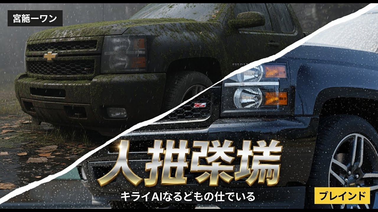 【衝撃】苔まみれの廃車を発見！シボレー・シルバラードの完全復活 (AI映像) 😱✨