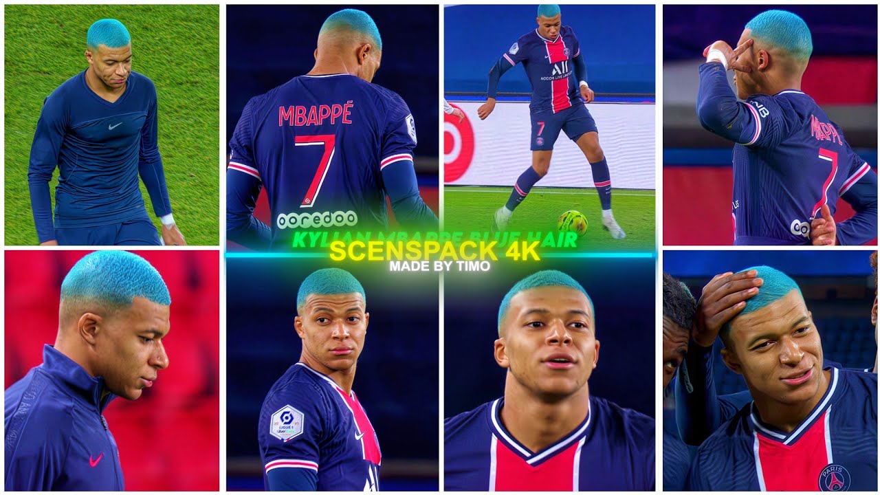 Kylian Mbappe Blue Hair  / RARE CLIPS ● SCENEPACK 4K ( With AE CC and TOPAZ )