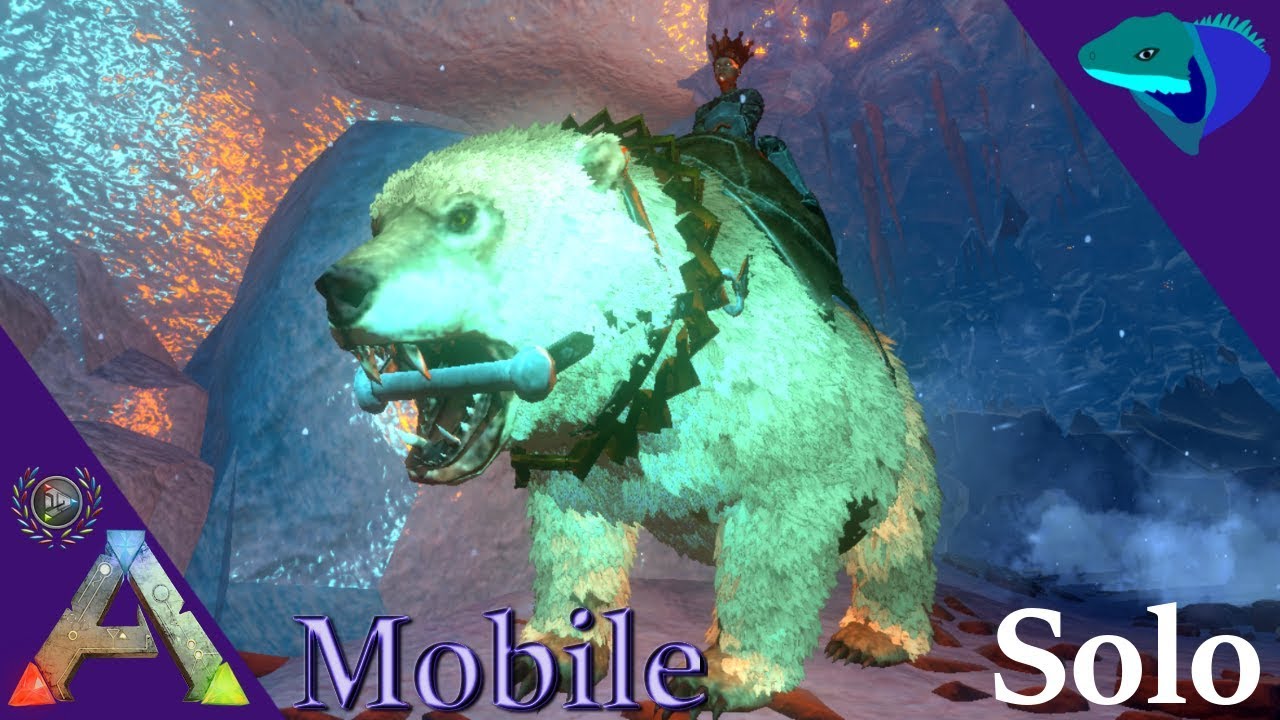 SOLO RUNNING THE ICE CAVE ON A DIREBEAR! Solo ARK: Mobile [S1:E37]