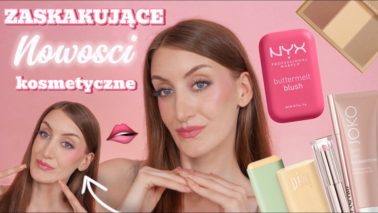 Odkryj ze mną makijażowe nowości🎀 cudny róż NYX Buttermelt, idealne duo do ust Lancome, podkład JOKO