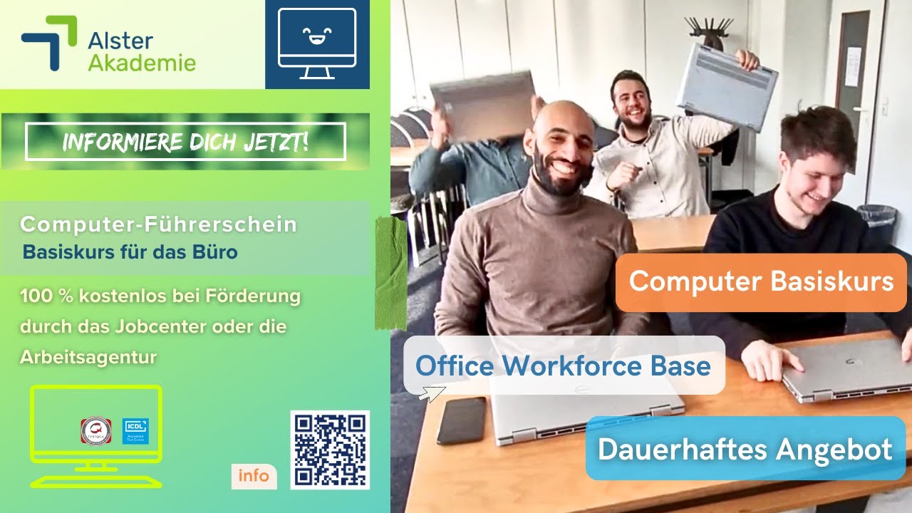 Weiterbildung - Mach den Computerf&uuml;hrerschein! Kostenloser Computerkurs OFFICE WORKFORCE BASE