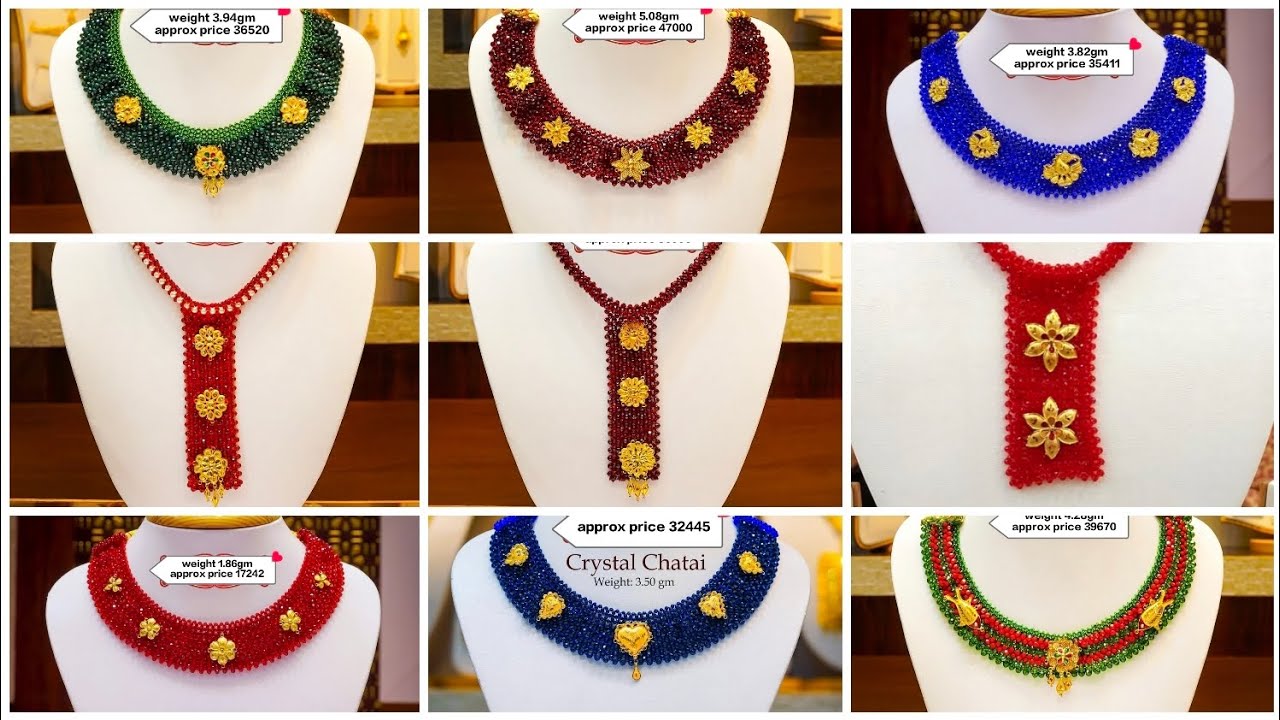 Crystal gold necklace designs with price/light weight gold crystal necklace/crystal choker necklace