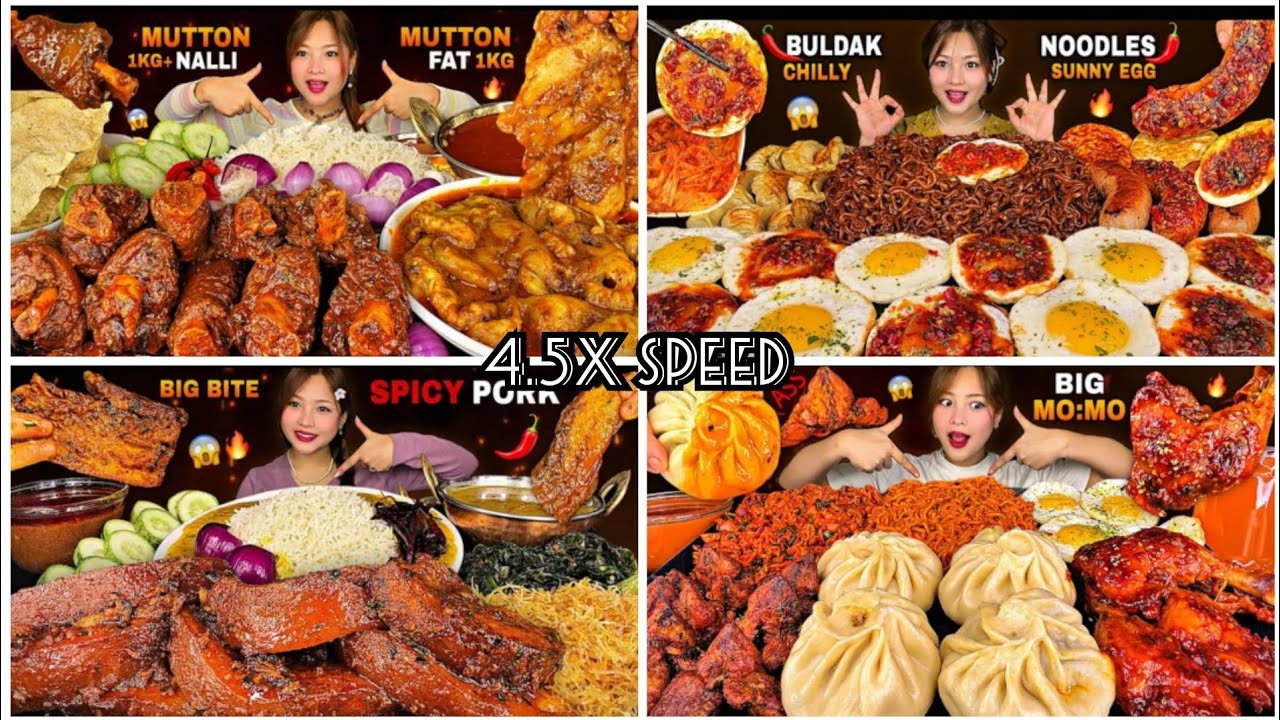 Asmr Mukbang_mutton fat_motton and nalli_big momos#mukbang_spicy 