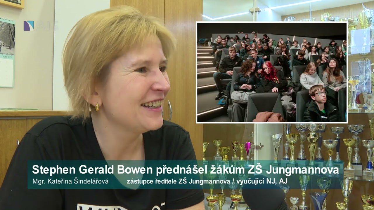 Astronaut Bowen přednášel žákům ZŠ Jungmannova