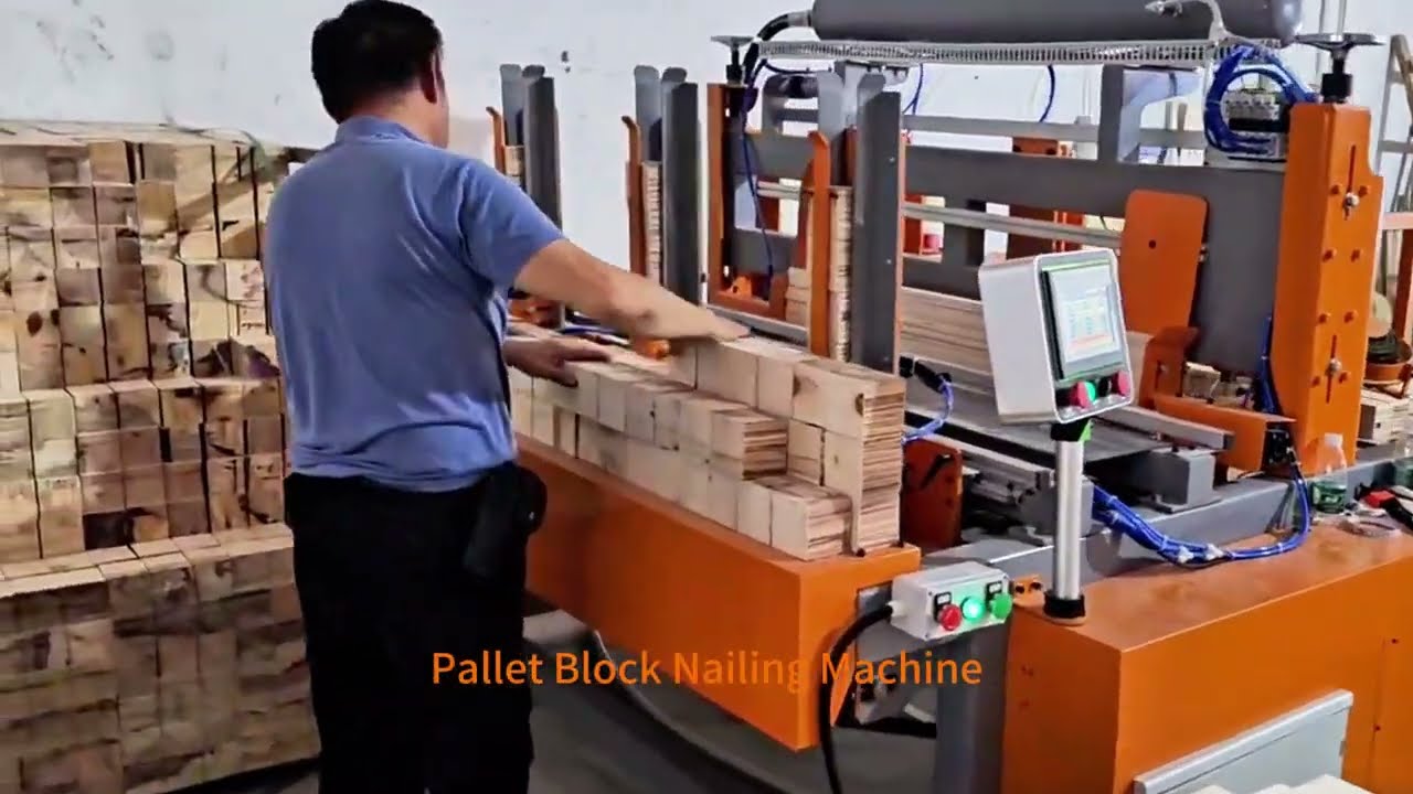 wood pallet blocks connection machine with 3Guns