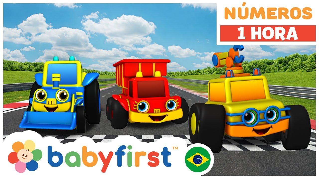 Desenho educativo 2 anos | Aprender números | Contagem divertida | Carros de corrida | BabyFirst TV