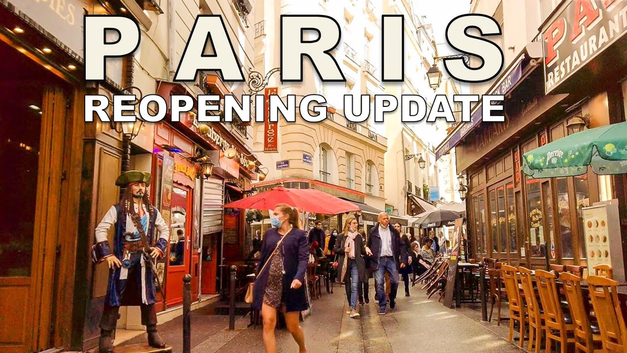 Paris Reopening update - Streets, terrasses and cafés - Rue Saint-Jacques to Tour Saint-Jacques[4K]