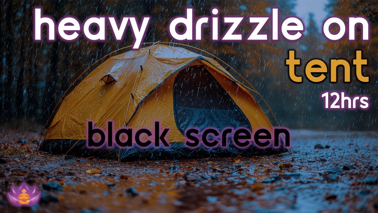 [Black Screen] Heavy Drizzle on Tent No Thunder | Rain Ambience | Rain Sounds for Sleeping
