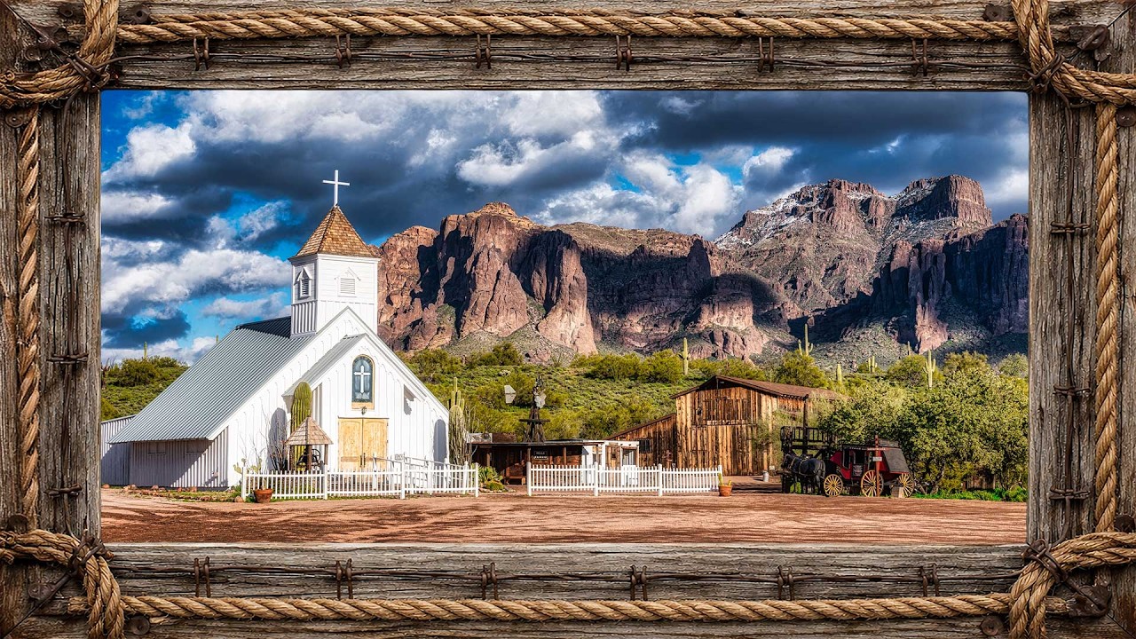 Elvis Presley Memorial Chapel | Superstition Mountains Sunset Serenity | Relaxing Framed TV Art