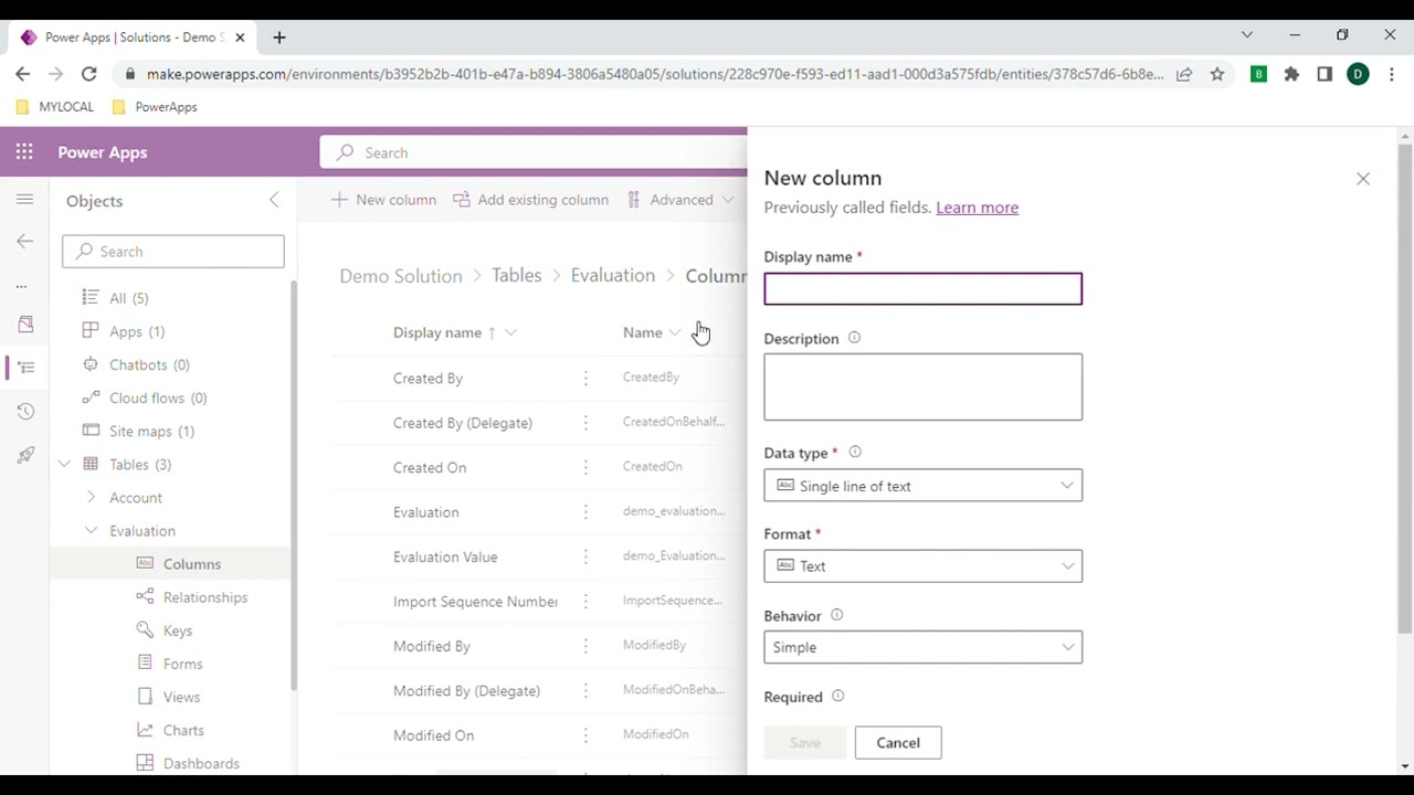 Power Apps Model Driven App Add Tables, columns, forms and views