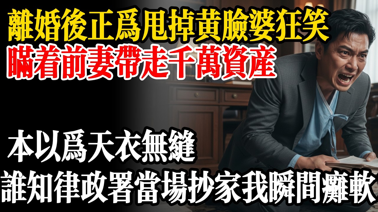 離婚那天我正為甩掉「黃臉婆」狂笑，瞞著前妻帶走千萬資產，誰知律政署上門當場抄家！我當場癱軟在地！