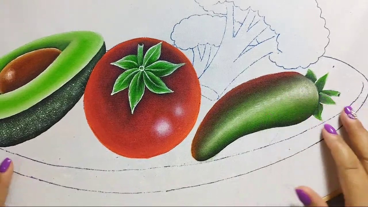 Platón Con Verduras # 2 Pintura En Tela