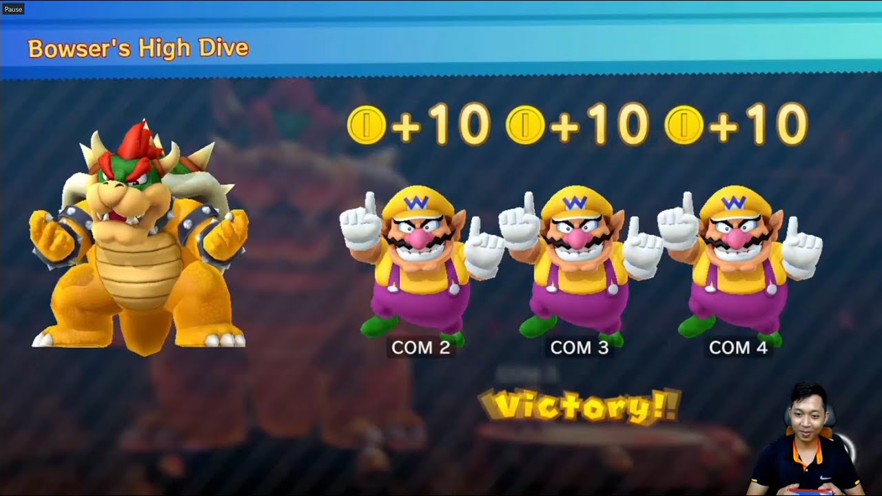 Mario Party 10 Amiibo Party - Bowser Amiibo vs Wario Amiibo (Bowser Board)