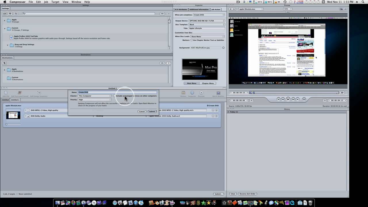 Compressor 3.5 Tutorial: Burning a Blu-Ray and/or DVD