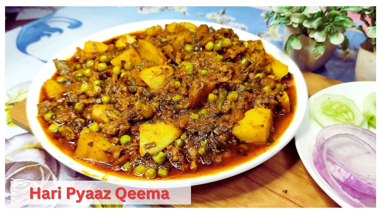 Hari Pyaaz Qeema Recipe | Spring Onion Mince with Potatoes & Fenugreek