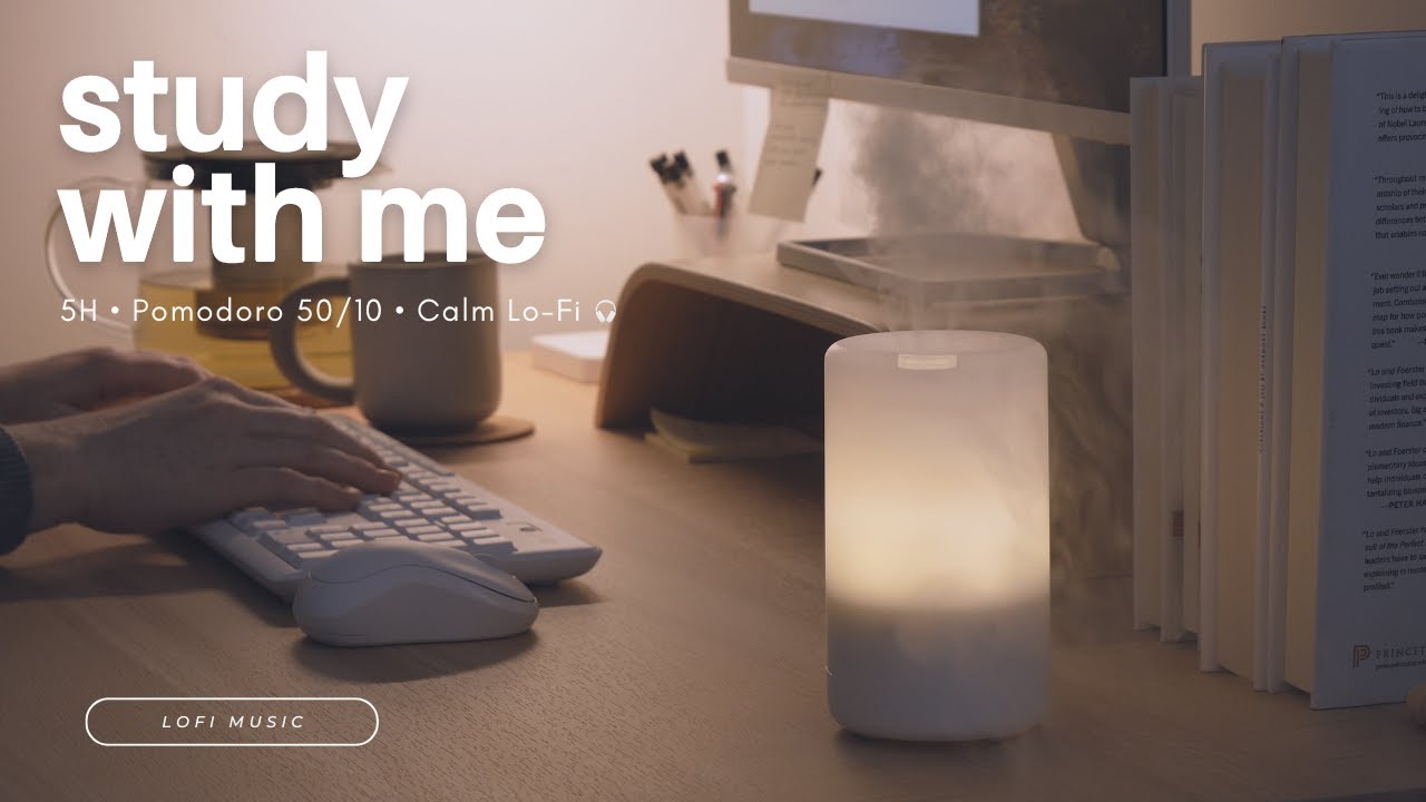 5-HOUR STUDY WITH ME Cozy Evening 🎵 Calm Lo-Fi Music / Pomodoro 50/10 [Music ver.]