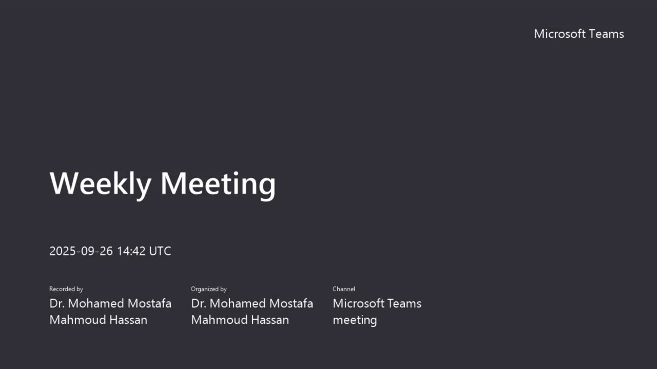 Weekly Meeting 2025 09 26 Meeting Recording