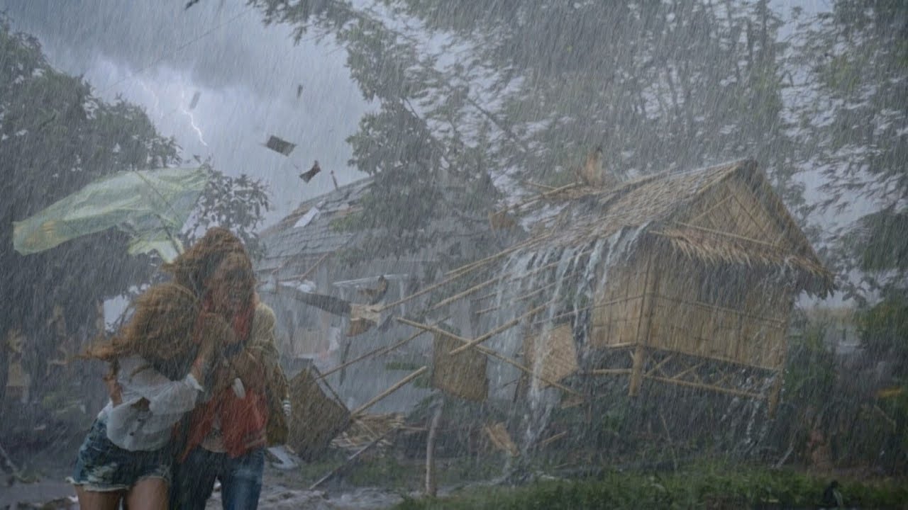 IN DESTRUCTION‼️THE BIGGEST RAINSTORM IN HISTORY DESTROYED MY VILLAGE, STRONG WINDS & THUNDER