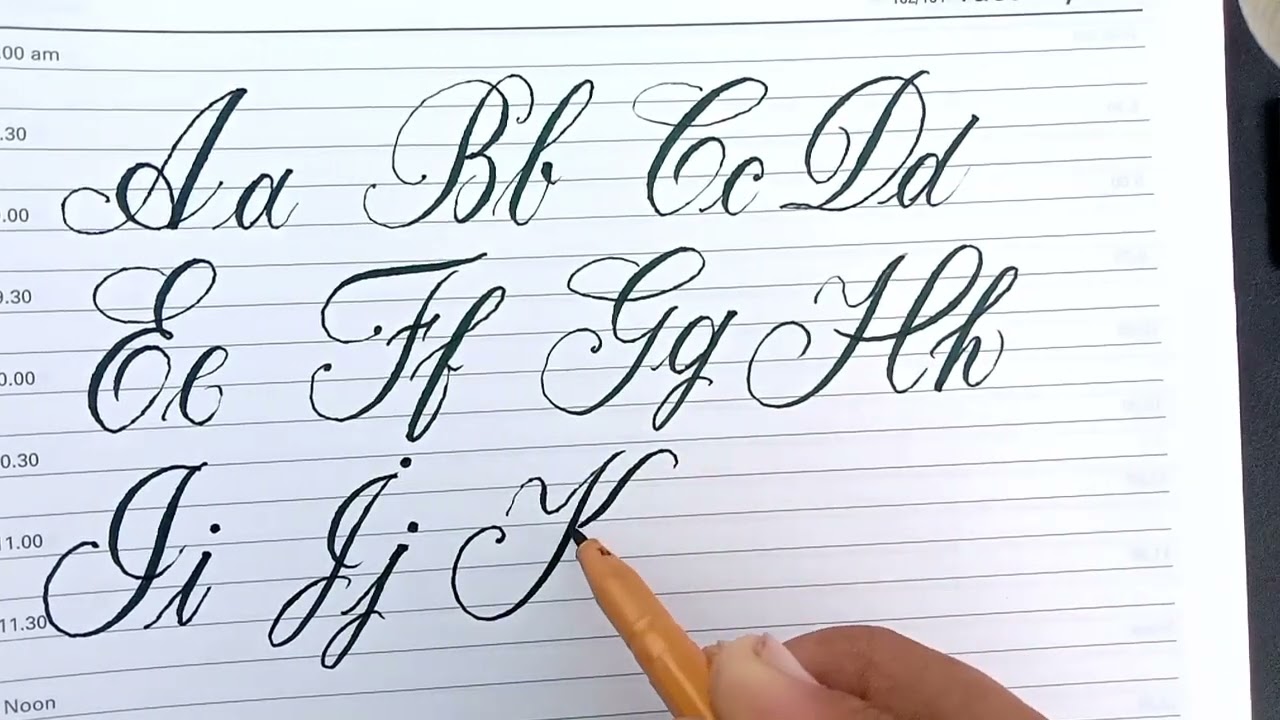 La caligrafía cursiva escritura alfabetos letras de la A a la Z Part 2