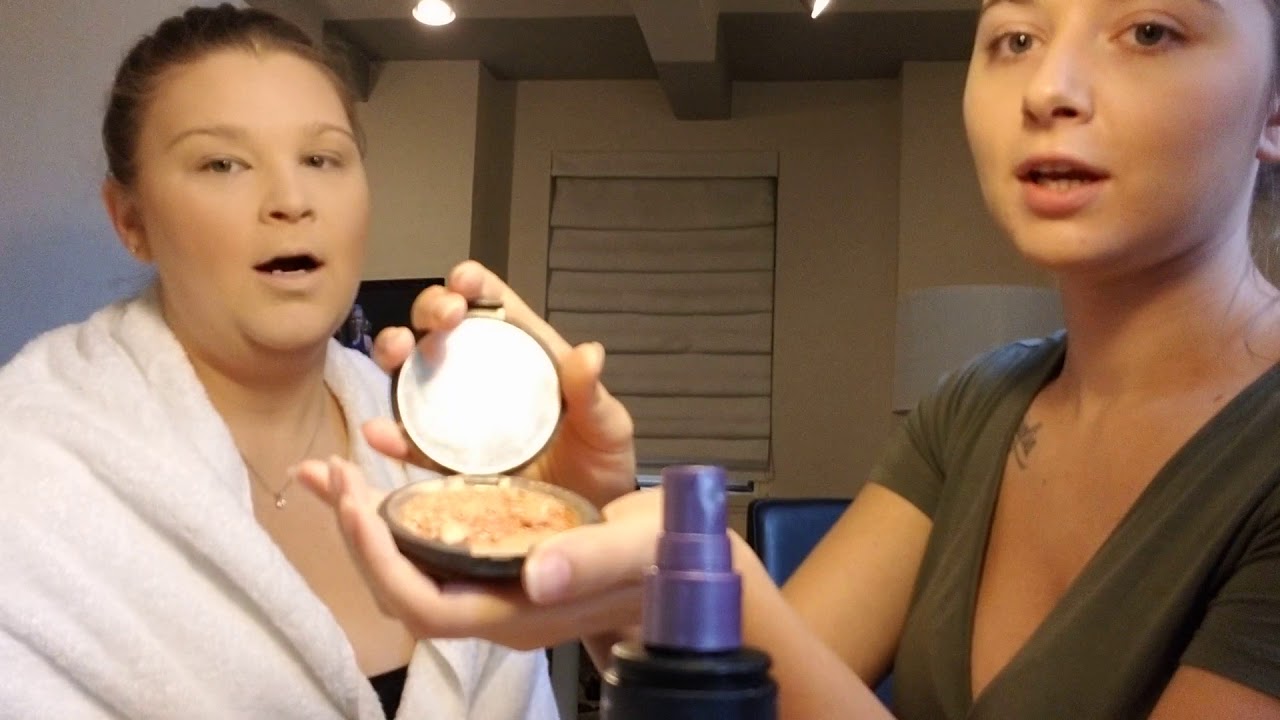 Doing my friends makeup in New York!!! (I did not realize how annoying I was chewing this gum!)