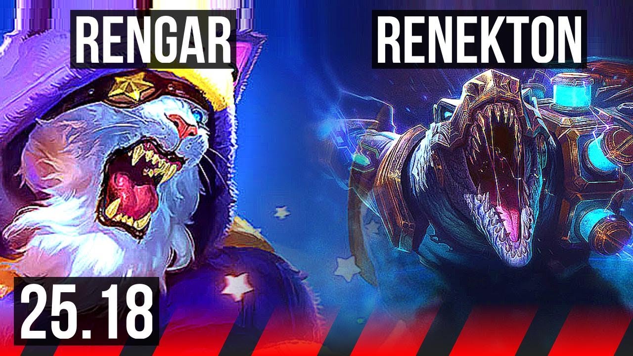 RENGAR vs RENEKTON (TOP) | 8 solo kills, Godlike | KR Master | 25.18