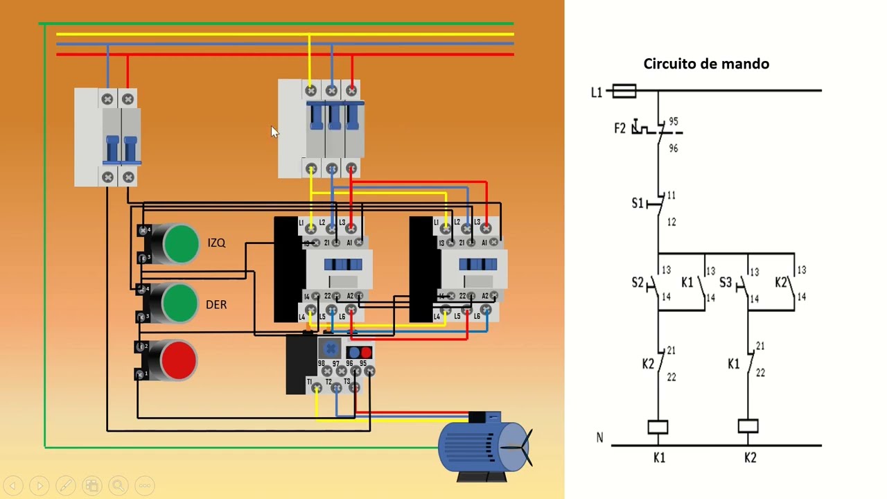 Inversion de giro de motor trifasico / Reversal of three-phase motor