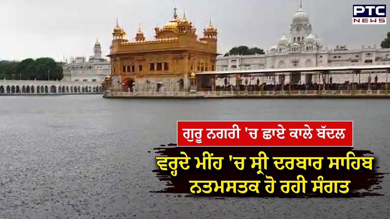 Golden Temple :Guru Nagari 'ਚ ਛਾਏ ਕਾਲੇ ਬੱਦਲ,ਵਰ੍ਹਦੇ ਮੀਂਹ 'ਚ ਸ੍ਰੀ ਦਰਬਾਰ ਸਾਹਿਬ ਵਿਖੇ ਨਤਮਸਤਕ ਹੋ ਰਹੀ ਸੰਗਤ