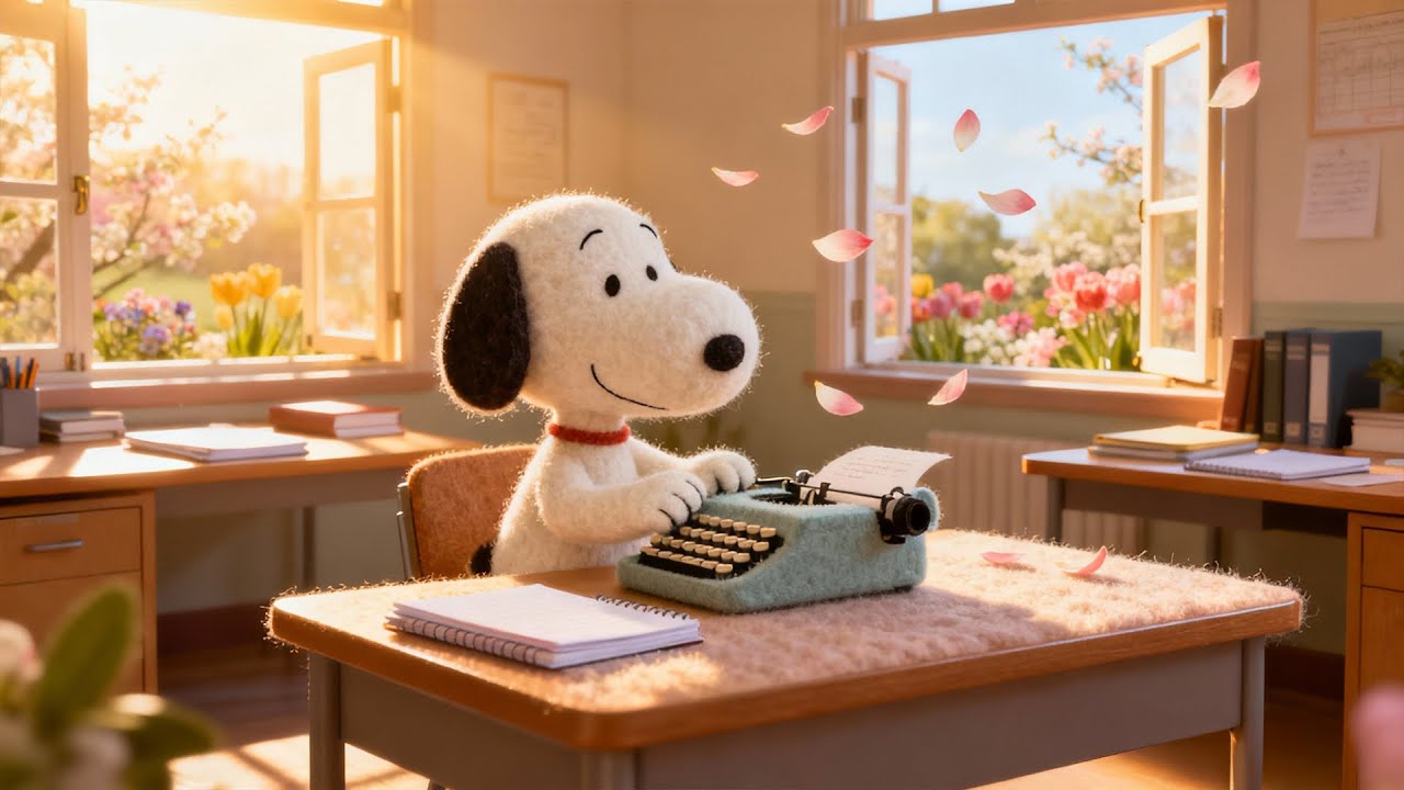 A Soft Spring Morning with Snoopy 🌸Gentle Lofi for Writing, Study & Calm Focus