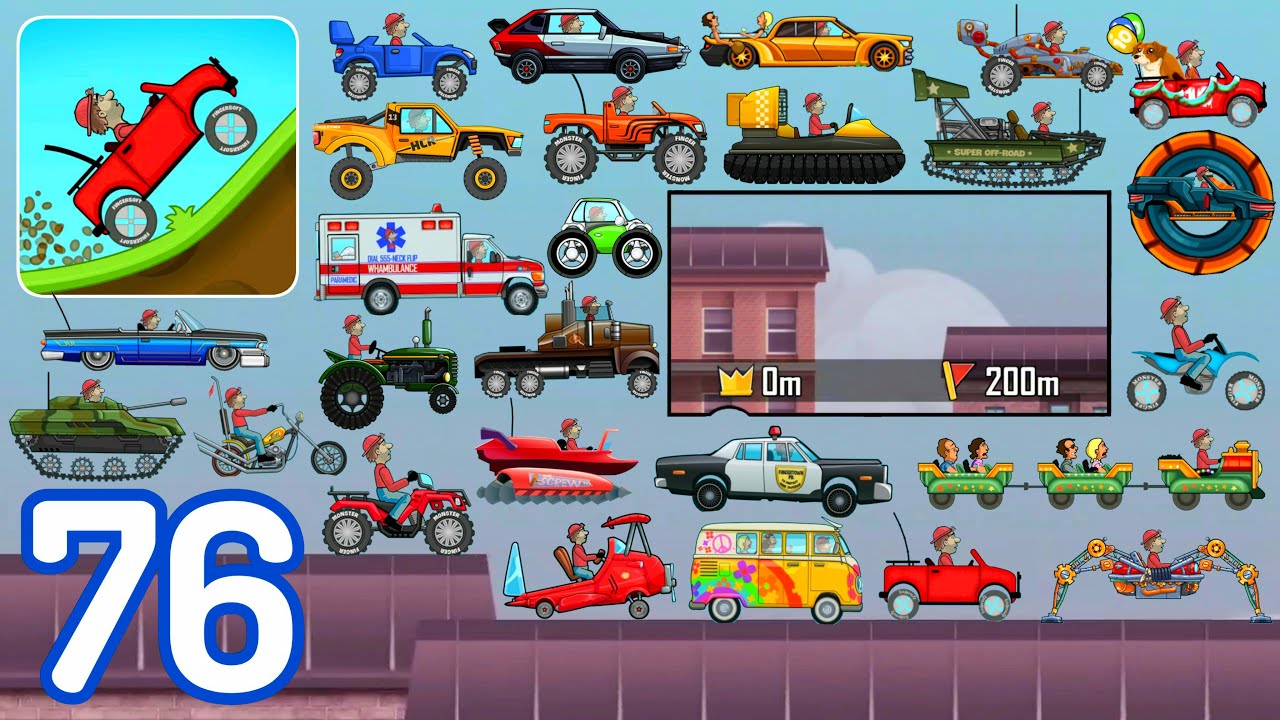 Hill Climb Racing-(Gameplay 76)-Todos Los Autos En Terrazas