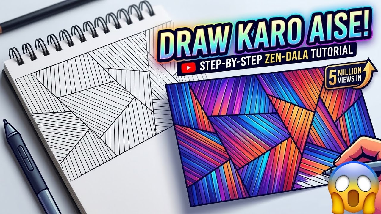 Expert! 😎 Try this simple geometric art #art#drawing 