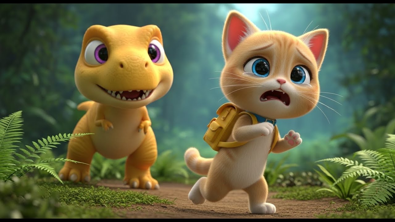 MAMA CAT Finds a SECRET T-Rex World in the Park! 🦖 😲