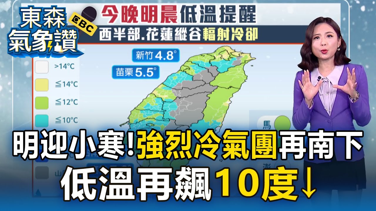 明迎「小寒」！ 「強烈冷氣團」再南下 低溫再飆10度↓【東森氣象讚】