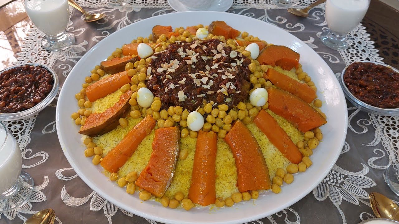 كسكسو باللحم و التفاية 🇲🇦 لذته لا تقاوم مع سر المريقة الخاثرة البنينة + مهلبية سريعة بقوام كريمي