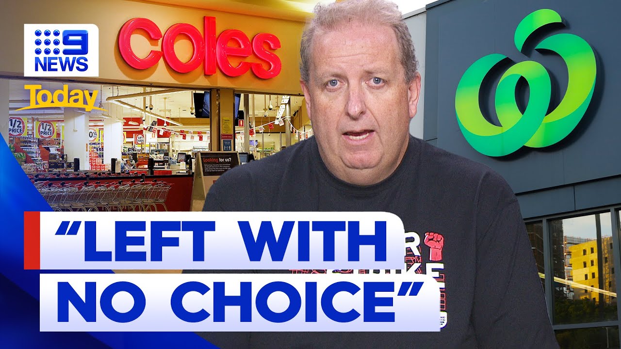 Woolworths and Coles workers taking first-ever nationwide strike | 9 News Australia