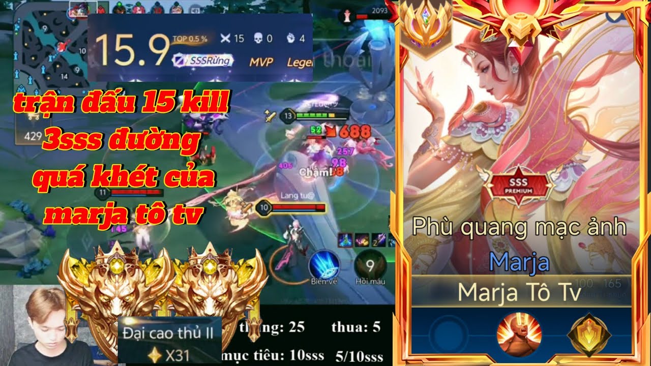 Một trận đấu đi rừng ăn 16 kill! 8p win 1 trận đấu 3sss đường quá đang sợ của marja tô tv #game