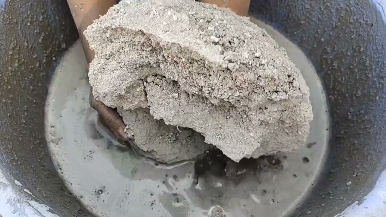 Asmr Most favorite white stones reused cement huge chunks dusty crumbling in lots of water 💦 @asasmr