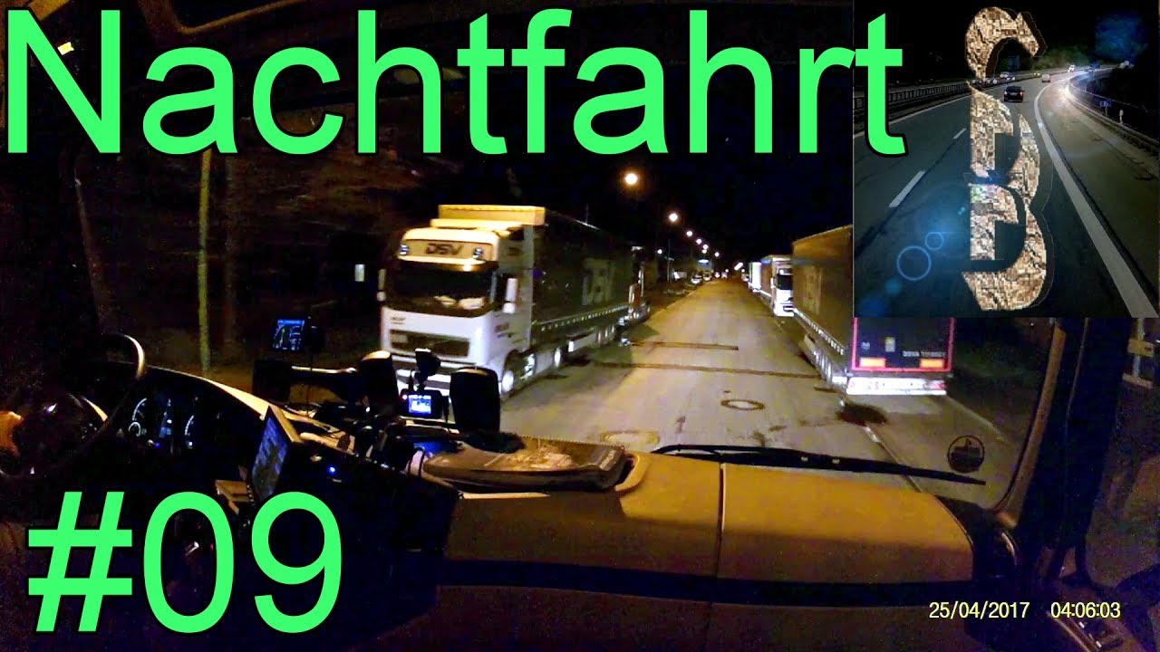 Führerstand LKW #09 - Nachtfahrt von Bardowick nach Lübeck (Führerstandsmitfahrt Innenperspektive)