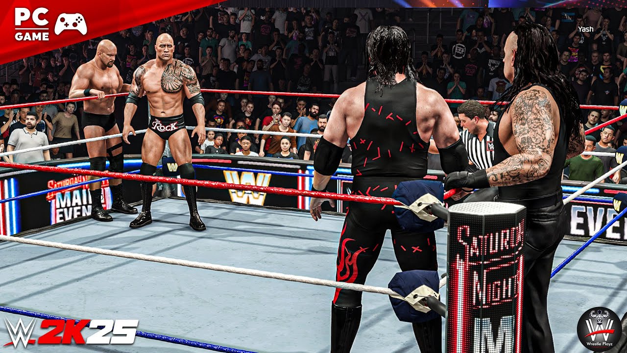 WWE 2K25: Скала и Стоун Колд против Гробовщика и Кейна