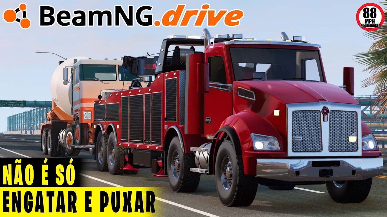 Missão de RESGATE com GUINCHO pesado - Mod Kenworth T880 #gameplay #beamngdrive