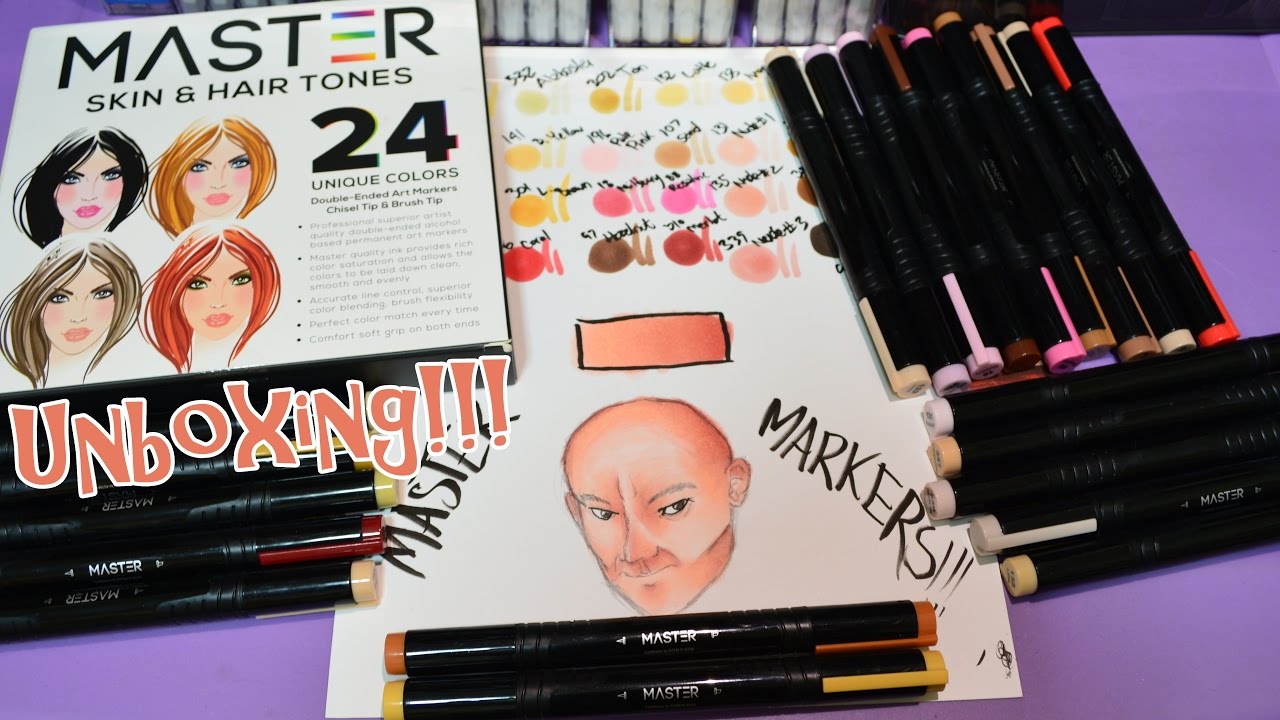Master Markers Skin & Hair Tones! (UNBOXING) + Swatch & Blend Test