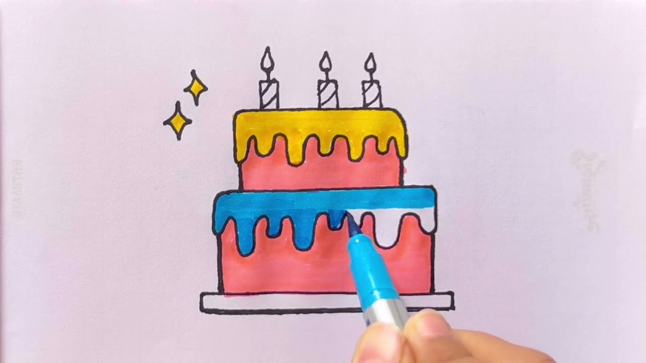  🎂 Cake drawing step by step | Easy drawing for kids #drawing #cake #cute #art