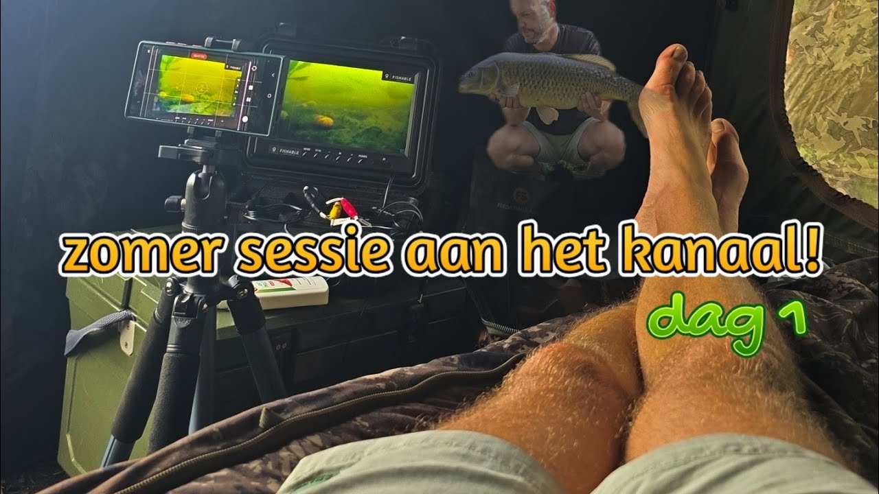 Zomer sessie aan het kanaal!  Karpervissen met een onderwatercamera! Deel 1