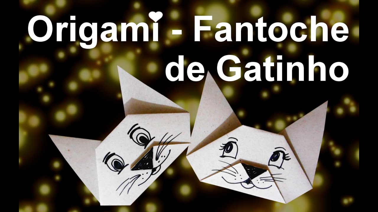 Como fazer Origami de Fantoche de Gatinho.