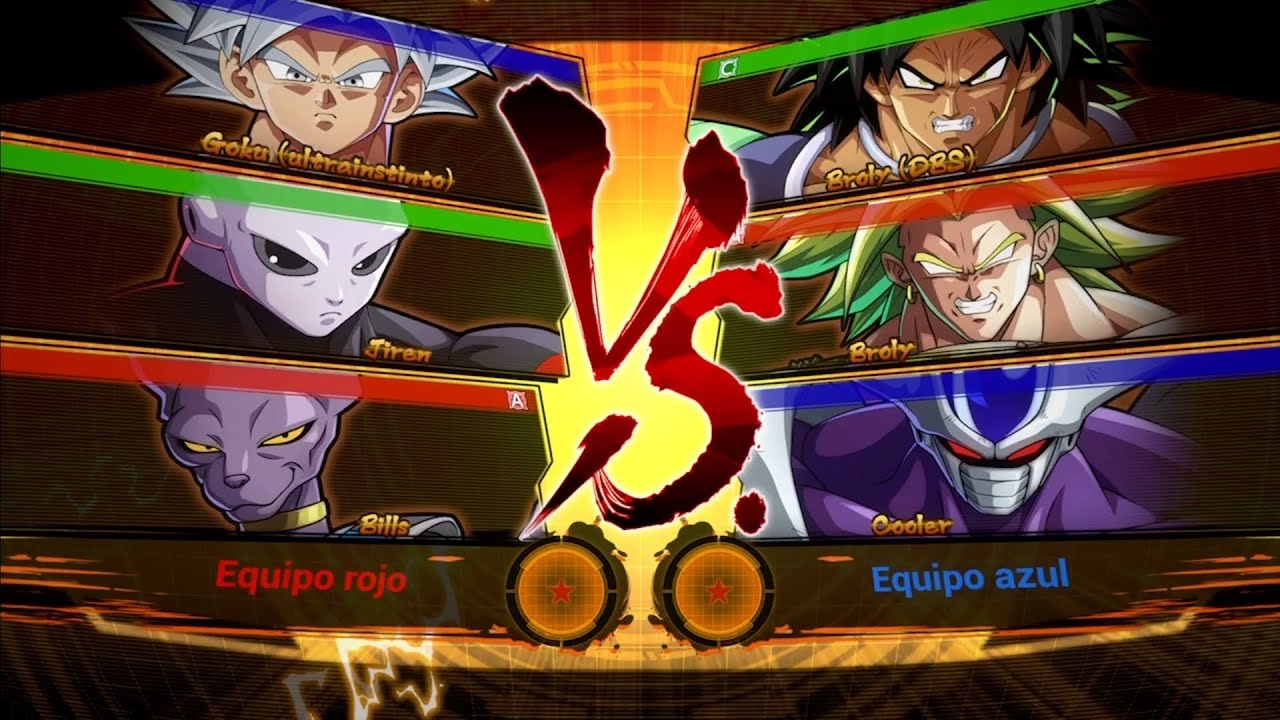 Goku(ultrainstinto) y Jiren y Bills Vs Broly(DBS) y Broly y Cooler Dragon Ball Fighterz