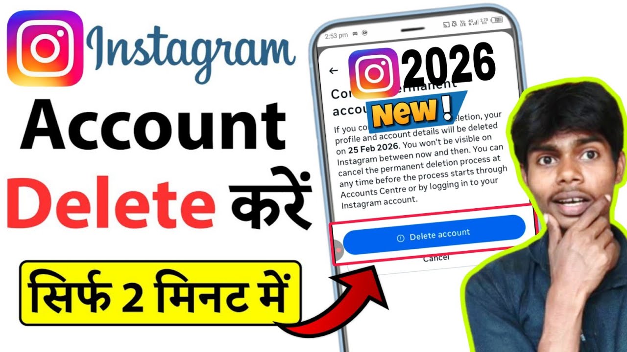 Instagram Account Delete Kaise Kare Permanently 2026//How To Delete Instagram Account //