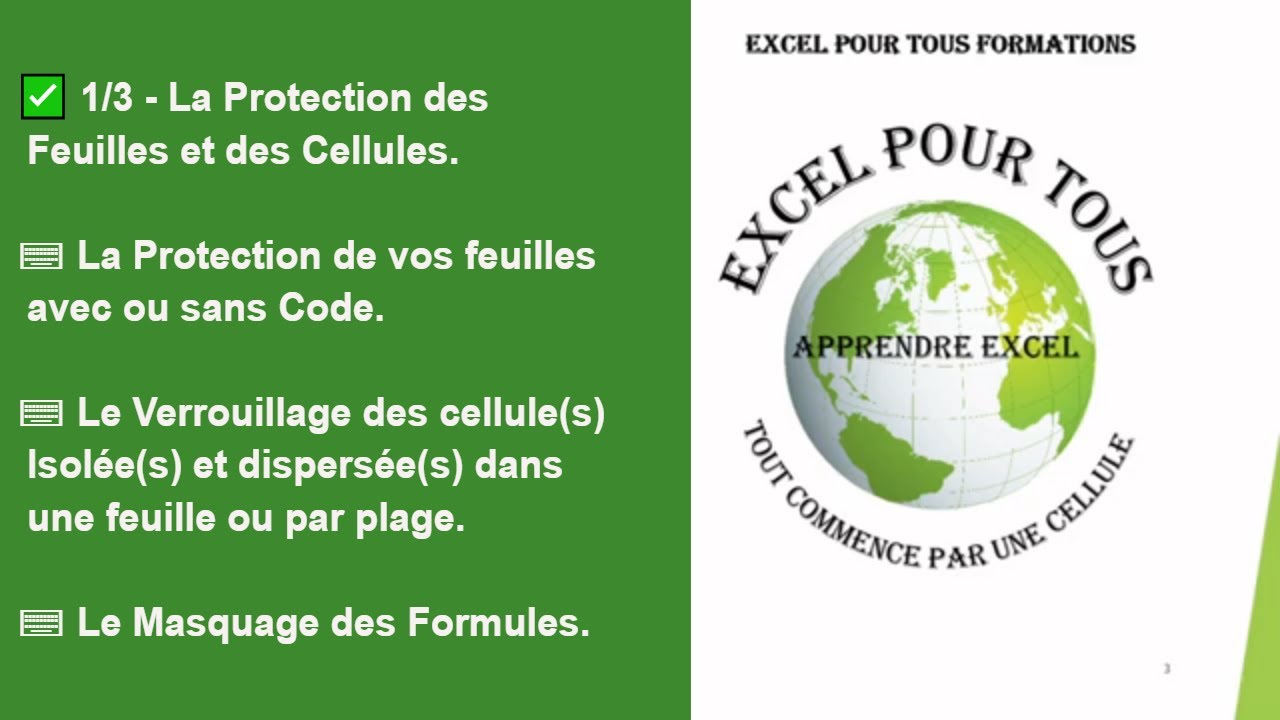 ✅ EXCEL VBA GRATUIT 1/3 : La Protection des Feuilles et des Cellules.