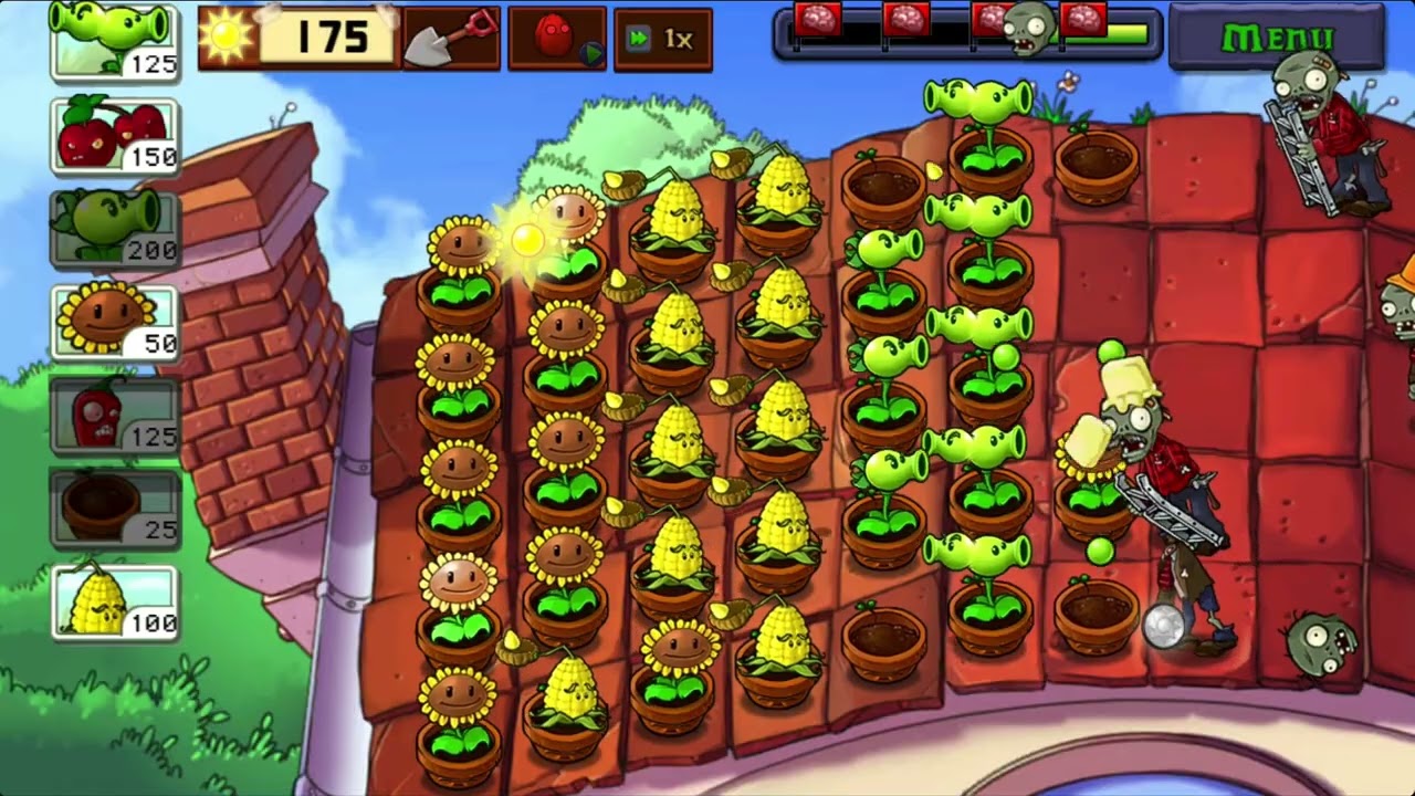ADVENTURE2 ROOF Level 4💥PLANTS VS ZOMBIES💥